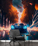 Sonbahar ve Araba Duvar Kağıdı Baskı