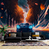 Sonbahar ve Araba Duvar Kağıdı Baskı