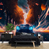 Sonbahar ve Araba Duvar Kağıdı Baskı