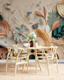 3D Kağıt Turuncu Çiçek Duvar Kağıdı Baskı