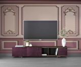 3D Mor Panel Altın Motif Duvar Kağıdı Baskı