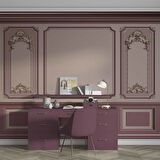 3D Mor Panel Altın Motif Duvar Kağıdı Baskı