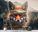 Orman ve Dağ Kurt Manzaralı Duvar Kağıdı Baskı