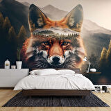 Orman ve Dağ Kurt Manzaralı Duvar Kağıdı Baskı