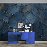 Mavi Taş Duvar Deseni Duvar Kağıdı Baskı