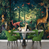 Orman Geyik Kuş Duvar Kağıdı Baskı