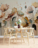 Soft Yağlı Boya Turuncu Çiçek Duvar Kağıdı Baskı