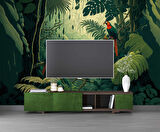 Orman ve Papağan Duvar Kağıdı Baskı