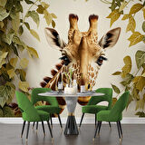 Yaprak ve Zürafa Duvar Kağıdı Baskı