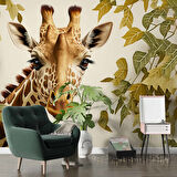 Yaprak ve Zürafa Duvar Kağıdı Baskı