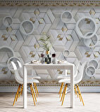 3D Geometri Mozaik Motifli Duvar Kağıdı Baskı