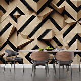 3D Geometri Mozaik Kahverengi Duvar Kağıdı Baskı