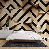 3D Geometri Mozaik Kahverengi Duvar Kağıdı Baskı