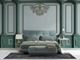 3D Altın Sütun Yeşil Panel Duvar Kağıdı Baskı
