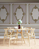 3D Altın Motif Beyaz Panel Duvar Kağıdı Baskı