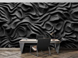 3 Boyutlu Siyah Kabartmalı Duvar Kağıdı Baskı
