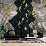 3 Boyutlu Siyah Kabartmalı Duvar Kağıdı Baskı