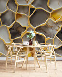 3D Mermer Altın Şerit Duvar Kağıdı Baskı