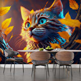 Sonbahar ve Kedi Temalı Duvar Kağıdı Baskı