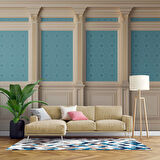 3 Boyutlu Mavi Motif Beyaz Sütun Duvar Kağıdı Baskı