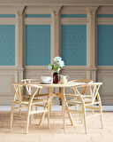 3 Boyutlu Mavi Motif Beyaz Sütun Duvar Kağıdı Baskı