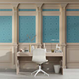 3 Boyutlu Mavi Motif Beyaz Sütun Duvar Kağıdı Baskı