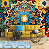 Renkli Sanatsal Franktal Mangala Duvar Kağıdı Baskı