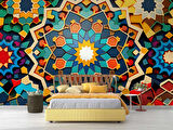 Renkli Sanatsal Franktal Mangala Duvar Kağıdı Baskı
