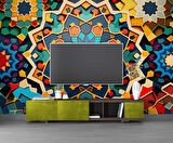 Renkli Sanatsal Franktal Mangala Duvar Kağıdı Baskı