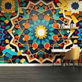 Renkli Sanatsal Franktal Mangala Duvar Kağıdı Baskı