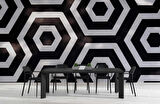3D Siyah Beyaz Geometri Petek Temalı Duvar Kağıdı Baskı