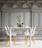 3D Saray Beyaz Panel Altın Motif Duvar Kağıdı Baskı