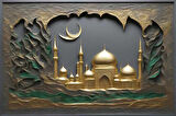 İslami Kabartma Camii Manzaralı Duvar Kağıdı