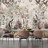 3 Boyutlu Altın Panel Altın Çiçek Duvar Kağıdı