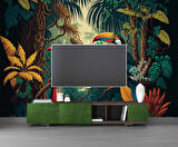 Papağan ve Tropikal Orman Duvar Kağıdı Baskı