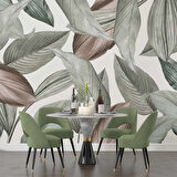 Soft Yeşil Yaprak Desenli Duvar Kağıdı