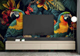 Renkli Papağan Temalı Duvar Kağıdı
