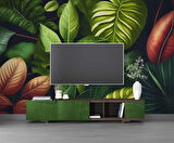 Botanik Yaprak Desenli Duvar Kağıdı