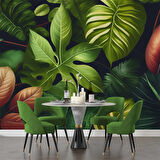 Botanik Yaprak Desenli Duvar Kağıdı