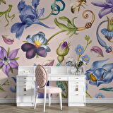 Renkli Çiçek Desenli Duvar Kağıdı