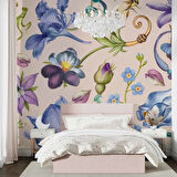 Renkli Çiçek Desenli Duvar Kağıdı