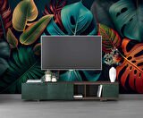 3 Boyutlu Botanik Yaprak Desenli Duvar Kağıdı