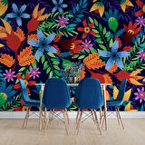 Rengareng Çiçek Desenli Duvar Kağıdı