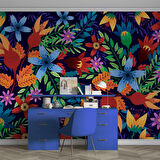 Rengareng Çiçek Desenli Duvar Kağıdı