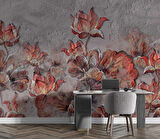 Çiçek Temalı Duvar Doku Temalı Duvar Kağıdı Baskı