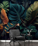 Botanik bahçe yaprak temalı Duvar Kağıdı Baskı