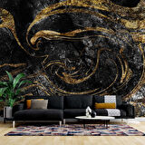 Siyah Altın Mermer Desenli Duvar Kağıdı Baskı