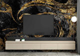 Siyah Altın Mermer Desenli Duvar Kağıdı Baskı