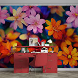 Renkli Çiçek Desenli Duvar Kağıdı Baskı