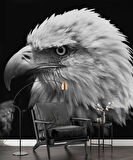 Siyah Beyaz Kartal Temalı Duvar Kağıdı Baskı